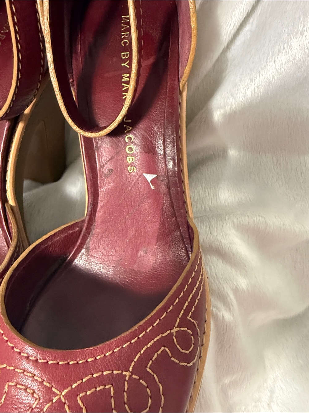 Marc By Marc Jacobs Burgundy Platform Chunky Heel Sandals - Picture 11 of 14